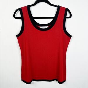 Misook Red Black Trim Sleeveless Layering Tank Top